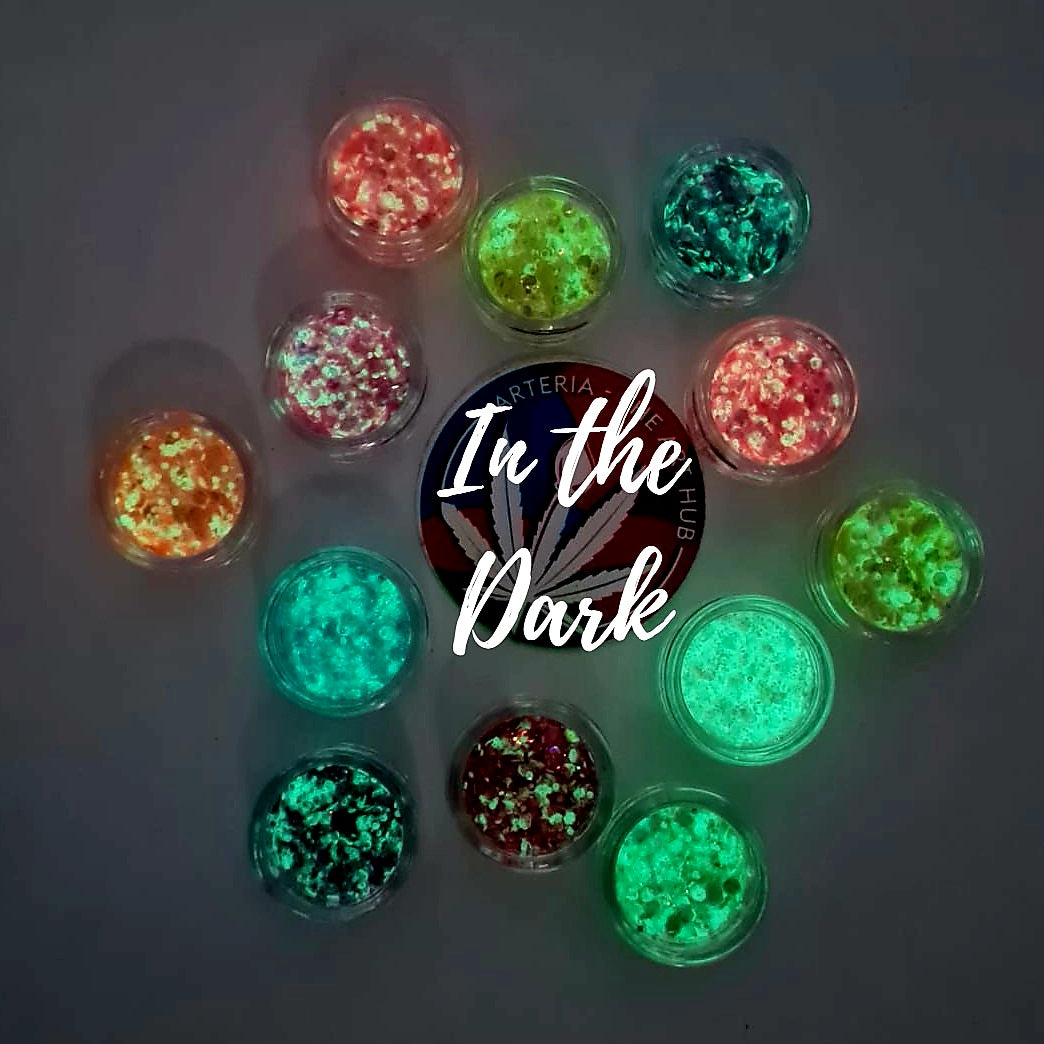 Glow in the dark glitters - set of 12