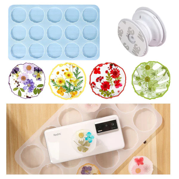 15 Cavity Round Agate Pop Socket and Jewellery Mould